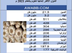 الدول الأكثر إنتاجاً للثوم بالعام 2021 م