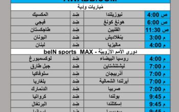 جدول مباريات كرة القدم يوم 2024/9/8 م