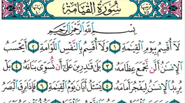 الوِرد اليومي سورة المدثر من الآية 48 إلى الآية 56 الوِرد اليومي سورة القيامة من الآية 1 إلى الآية 19
