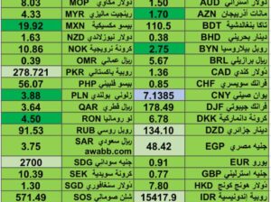 كشف يومي حول اسعار العملات الدولية 2024/9/12 Daily report currency exchange rates to USD