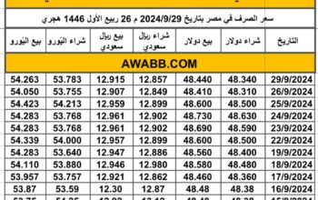 سعر الصرف في مصر بتاريخ 2024/9/29 م 26 ربيع الأول 1446 هجري