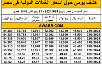 سعر الصرف في مصر بتاريخ 2024/9/24 م 21 ربيع الأول 1446 هجري