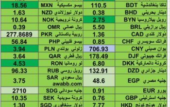 كشف يومي حول اسعار العملات الدولية 2024/10/8 Daily report currency exchange rates to USD