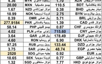 كشف يومي حول اسعار العملات الدولية 2024/10/29 Daily report currency exchange rates to USD