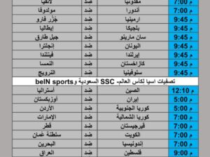 جدول مباريات كرة القدم يوم 2024/10/10 م