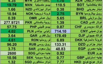 كشف يومي حول اسعار العملات الدولية 2024/10/27 Daily report currency exchange rates to USD