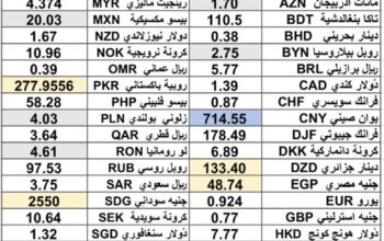 كشف يومي حول اسعار العملات الدولية 2024/10/30 Daily report currency exchange rates to USD