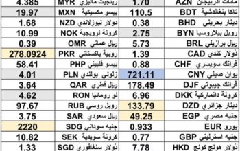 كشف يومي حول اسعار العملات الدولية 2024/11/11 Daily report currency exchange rates to USD