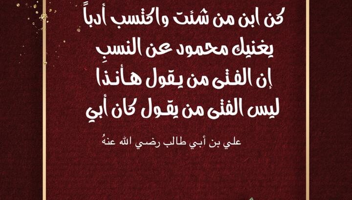 كن ابن من شئت واكتسب أدباً يغنيك محمود عن النسبِ إن الفـتى من يـقول ها أنا ذا ليس الفتى من يقـول كان أبي