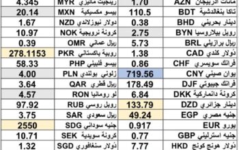 كشف يومي حول اسعار العملات الدولية 2024/11/6 Daily report currency exchange rates to USD