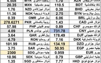 كشف يومي حول سعر الصرف مقابل اليوم اسعار العملات الدولية 2024/12/20 Daily report currency exchange rates to USD