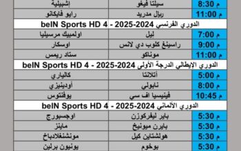 جدول مباريات كرة القدم يوم السبت 2024/12/14 م الدوري الإنجليزي الممتاز الدوري الالماني الممتاز الدوري الاسباني الممتاز الدوري الايطالي دوري أبطال افريقيا الدوري المغربي الممتاز