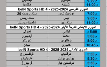 جدول مباريات كرة القدم يوم السبت 2025/1/11 م