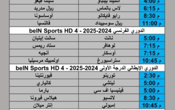 جدول مباريات كرة القدم يوم الأحد 2025/1/19 م