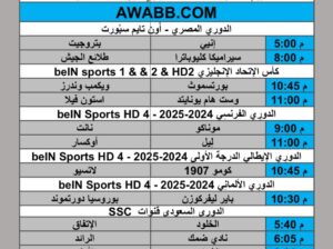 جدول مباريات كرة القدم يوم الجمعة 2025/1/10 م كأس الاتحاد الانجليزي الدوري المصري الممتاز الدوري السعودي الممتاز الدوري الإيطالي الممتاز الدوري الفرنسي الممتاز الدوري الأسباني الم