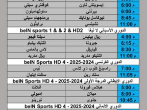 جدول مباريات كرة القدم يوم السبت 2025/2/8 م
