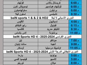 جدول مباريات كرة القدم يوم السبت 2025/2/22 م