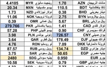 كشف يومي حول سعر الصرف مقابل اليوم اسعار العملات الدولية 2025/2/24 Daily report currency exchange rates to USD