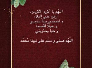 اللهُم يا أكرم الأكرمين إرفع عني البلاء و امنحني بيتاً يأويني و عملاً أقضيه و حباً يحتويني.