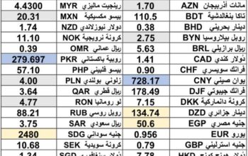 كشف يومي حول سعر الصرف مقابل اليوم اسعار العملات الدولية 2025/2/20 Daily report currency exchange rates to USD