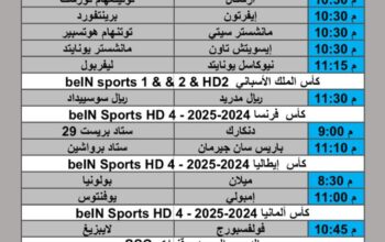 جدول مباريات كرة القدم يوم الأربعاء 2025/2/26 م