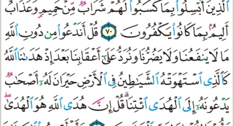 الوِرد اليومي سورة الأنعام من الآية 69 إلى الآية 73 “و ما على اللذين يتقون من حسابهم من شيء و لكن ذكرى لعلهم يتقون”