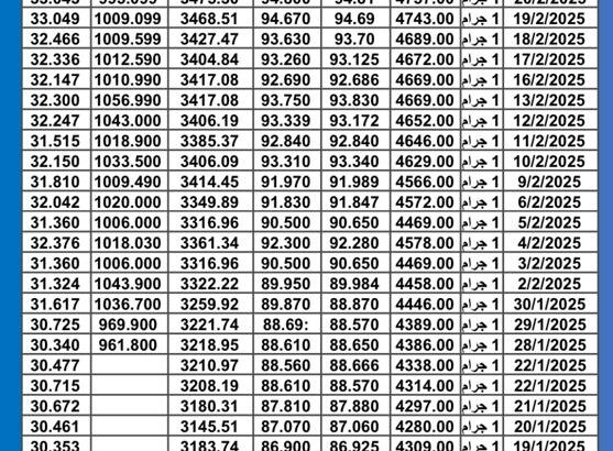 سعر الذهب اليوم سعر الفضة سعر البلاتين اليوم 2025/2/23 م سعر الذهب في مصر سعر الذهب في تركيا سعر الذهب في البورصة العالمية