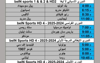 جدول مباريات كرة القدم يوم السبت 2025/3/29 م