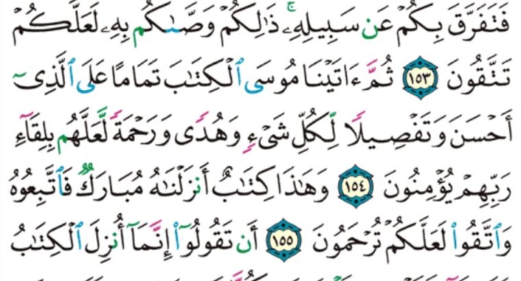 الورد اليومي سورة الأنعام من الآية 152 إلى الآية 157 “ولا تقربوا مال اليتيم إلا بالتي هي أحسن حتى يبلغ أشده”