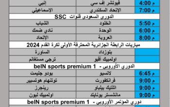 جدول مباريات كرة القدم يوم الخميس 2025/4/10 م