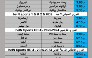 جدول مباريات كرة القدم يوم الأحد 2025/4/13 م