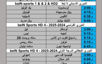 جدول مباريات كرة القدم يوم الأحد 2025/4/20 م