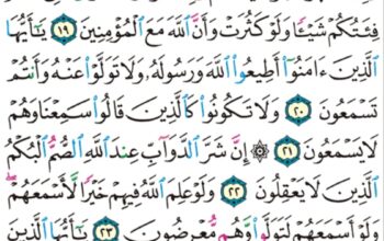 الورد اليومي سورة الأنفال من الآية 17 إلى الآية 25 “فلم تقتلوهم و لكن الله قتلهم و ما رميت إذ رميت و لكن الله رمى و ليبلي المؤمنين منه بلاء حسنا إن الله سميعا عليم “