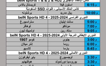 جدول مباريات كرة القدم يوم السبت 2025/4/26 م