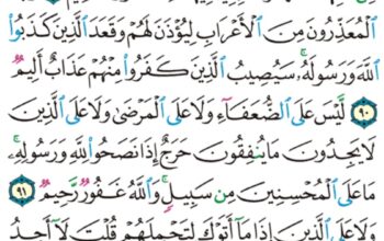 الورد اليومي سورة التوبة من الآية 87 إلى الآية 93 ” رضوا بأن يكونوا مع الخوالف و طبع على قلوبهم فهم لا يفقهون “