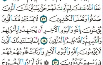 الورد اليومي سورة التوبة من الآية 41 إلى الآية 46 “انفروا خفاقاً و ثقالاً و جاهدوا بأموالكم و أنفسكم في سبيل الله ذلكم خير لكم إن كنتم تعلمون”