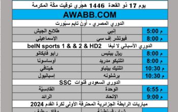 جدول مباريات كرة القدم يوم الخميس 2025/5/15 م