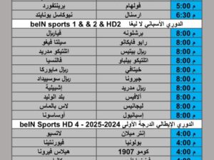 جدول مباريات كرة القدم يوم الأحد 2025/5/18 م