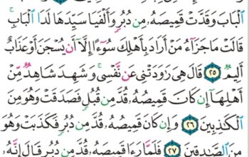 الورد اليومي سورة يوسف من الاية 23 إلى الاية 30 “”و راودته التي هو في بيتها عن نفسه و غلقت الأبواب و قالت هيت لك قال معاذ الله إنه ربي أحسن مثواي إنه لا يفلح الظالمون”