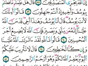 الورد اليومي سورة يوسف من الاية 87 إلى الاية 95″يا بَنِيَّ اذهبوا فتحسسوا من يوسف و اخيه و لا تيأسوا من روح الله إنه لا يأيسوا من روح الله إلا القوم الكافرون”