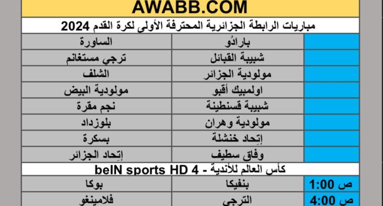 جدول مباريات كرة القدم يوم الثلاثاء 2025/6/17 م 20 ذي الحجة 1446 هجري
