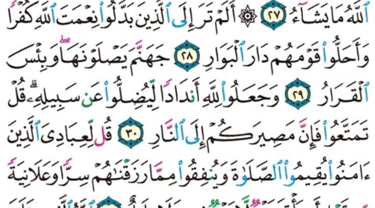 الورد اليومي سورة إبراهيم من الاية 25 إلى الاية 33″تؤتي أكلها كل حين بإذن ريها و يضرب الله الأمثال للناس لعلهم يتذكرون”
