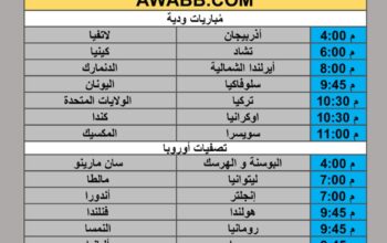 جدول مباريات كرة القدم يوم السبت 2025/6/7 م 11 ذي الحجة 1446 هجري