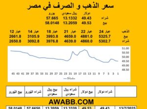 سعر الصرف في مصر اليوم 2025/7/13 م 1 Egyptian currency exchange سعر الدولار مقابل الجنيه المصري سعر اليورو مقابل الجنيه المصري سعر الريال السعودي مقابل الجنيه المصري