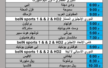 جدول مباريات كرة القدم يوم السبت 2025/8/16 م 22 صفر 1447 هجري