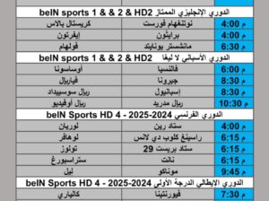 جدول مباريات كرة القدم يوم الأحد 2025/8/24 م 30 صفر 1447 هجري