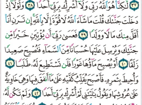 الورد اليومي سورة الكهف من الاية 35 إلى الاية 45″و دخل جنته و هو ظالم لنفسه قال ما اظن ان تبيد هذه ابدا”