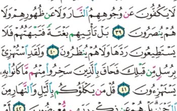 الورد اليومي سورة الأنبياء من الاية 36 إلى الاية 44″و إذا رءاك اللذين كفروا إن يتخذونك إلا هزوا أهذا الذي يذكر ءالهتكم و هم بذكر الرحمن هم كافرون”