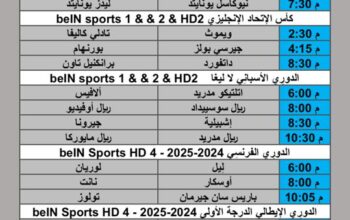 جدول مباريات كرة القدم يوم السبت 2025/8/30 م 7 ربيع الأول 1447 هجري