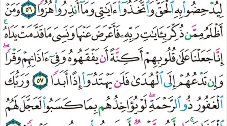 الورد اليومي سورة الكهف من الاية 54 إلى الاية 61″ و لقد صرفنا في هذا القران للناس من كل مثل و كل الانسان اكثر شيء جدلا”